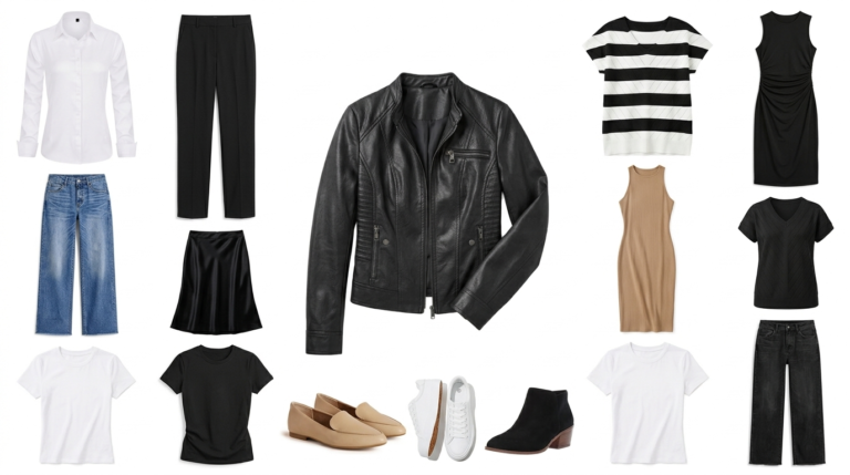Black Leather Jacket Capsule Wardrobe: 15 Amazon Essentials + 10 Outfit Ideas